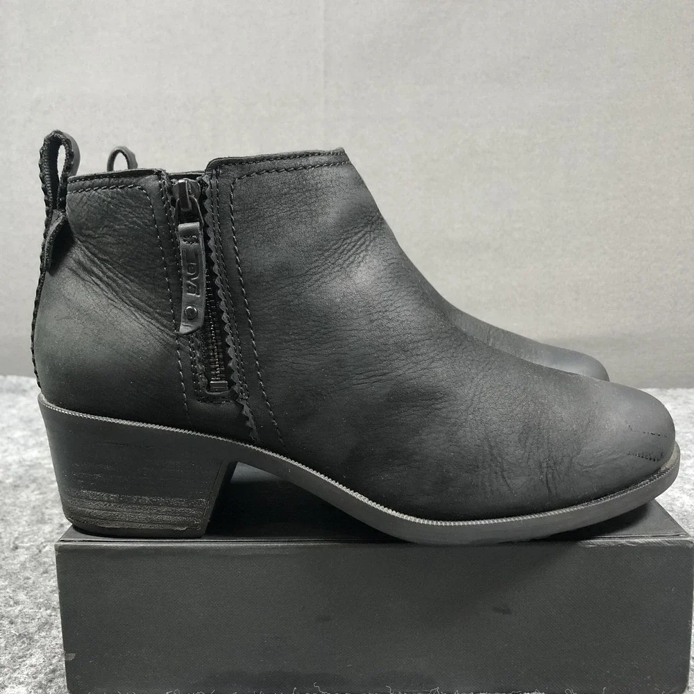 Teva Anaya Booties Womens 11 Black Leather Zip Block Heel Comfort 11201